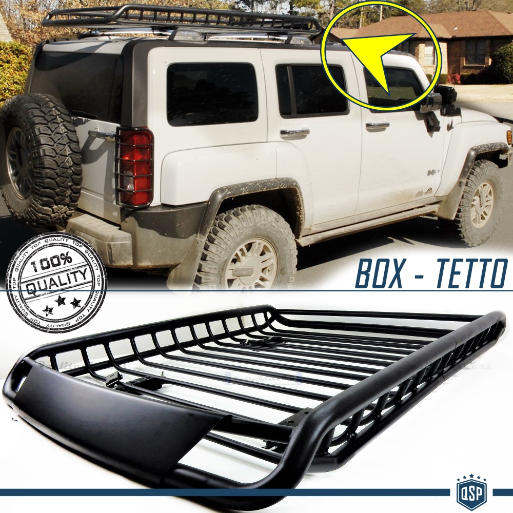 Portaequipajes de Techo PARA HUMMER H3 H1 H2 | Cesta de Equipajes de Viaje Off-road en ACERO Negro Portaequipajes de Techo PARA HUMMER H3 H1 H2 | Cesta de Equipajes de Viaje Off-road en ACERO Negro