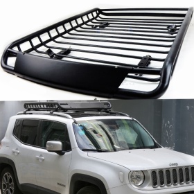 Portaequipajes de Techo PARA JEEP RENEGADE | Cesta de Equipajes de Viaje Off-road en ACERO Negro