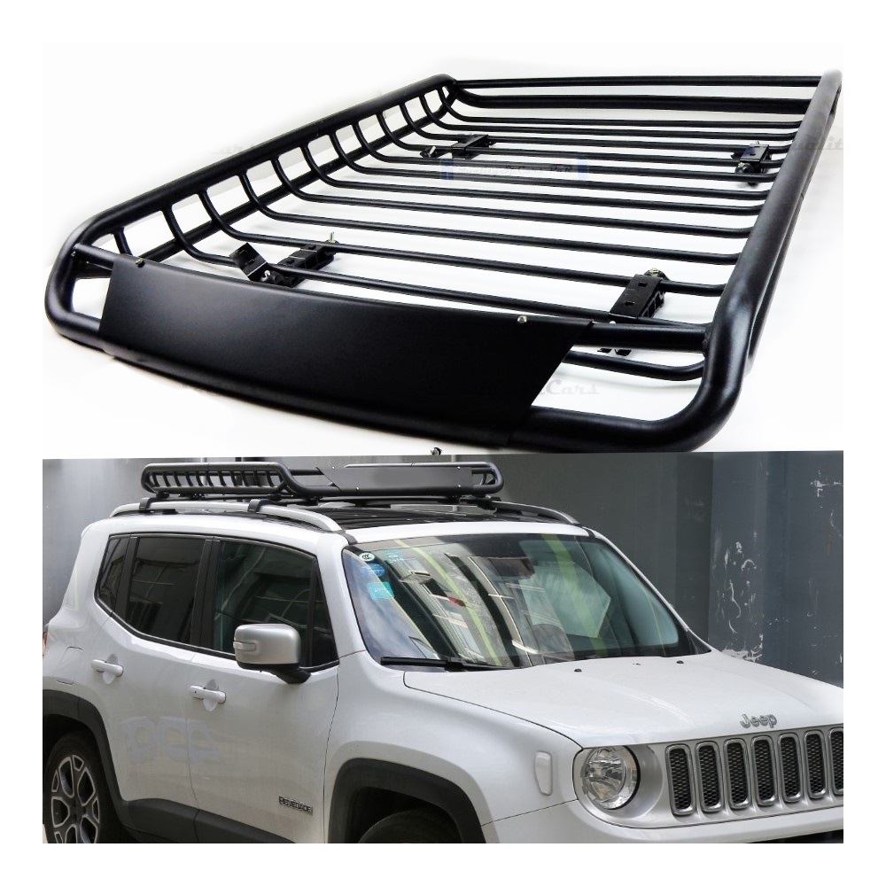 Portaequipajes de Techo PARA JEEP RENEGADE | Cesta de Equipajes de Viaje Off-road en ACERO Negro Portaequipajes de Techo PARA JEEP RENEGADE | Cesta de Equipajes de Viaje Off-road en ACERO Negro