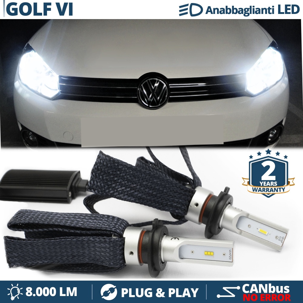 Kit LED H7 pour Volkswagen GOLF 6 Feux de Croisement CANbus | 6500K Blanc Pur 8000LM