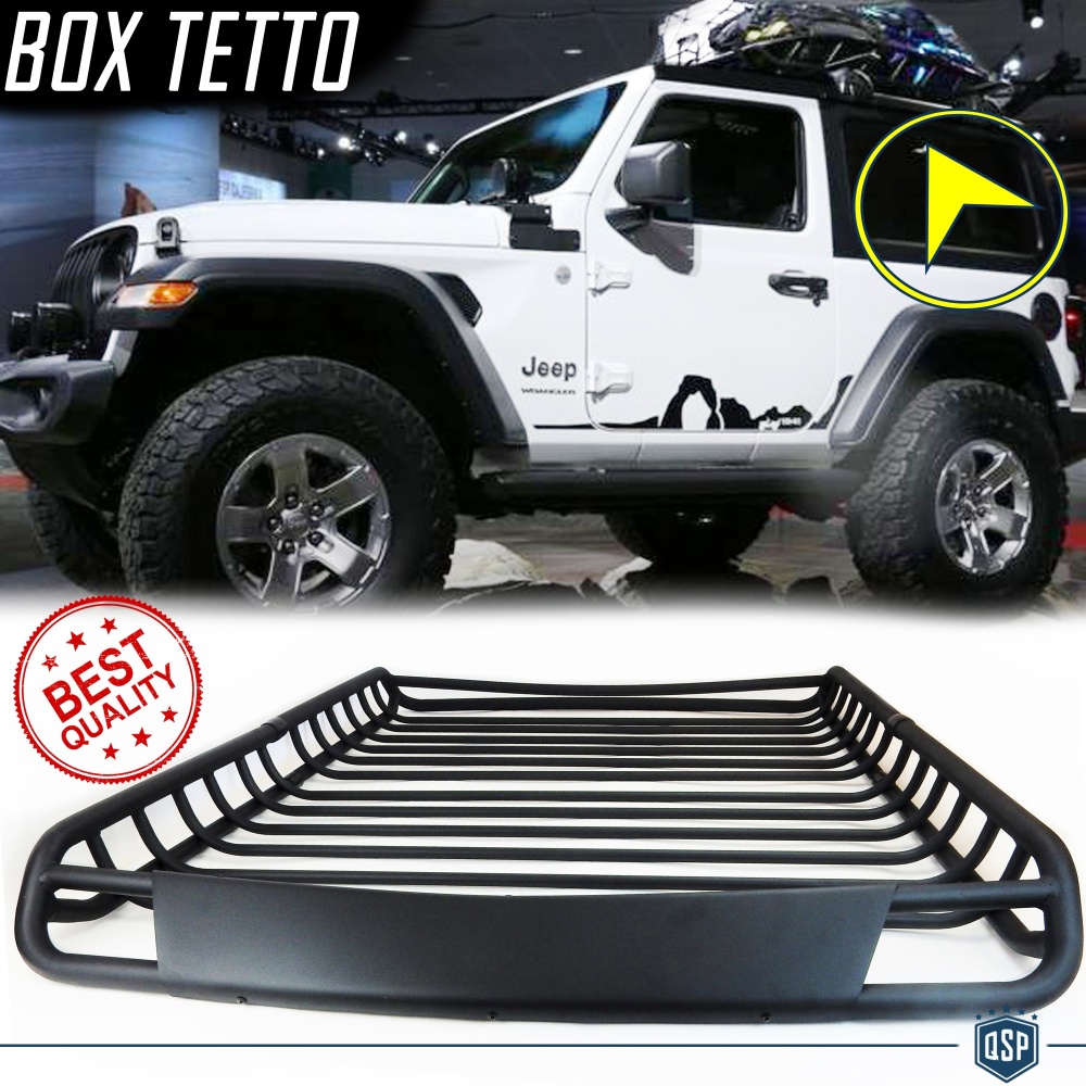 Portaequipajes de Techo PARA JEEP WRANGLER | Cesta de Equipajes de Viaje Off-road en ACERO Negro Portaequipajes de Techo PARA JEEP WRANGLER | Cesta de Equipajes de Viaje Off-road en ACERO Negro