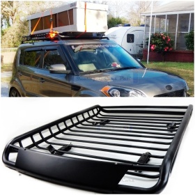 Portaequipajes de Techo PARA Coches KIA | Cesta de Equipajes de Viaje Off-road en ACERO Negro