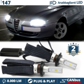 H7 LED Kit for Alfa Romeo 147 Low Beam CANbus Bulbs | 6500K Cool White 8000LM