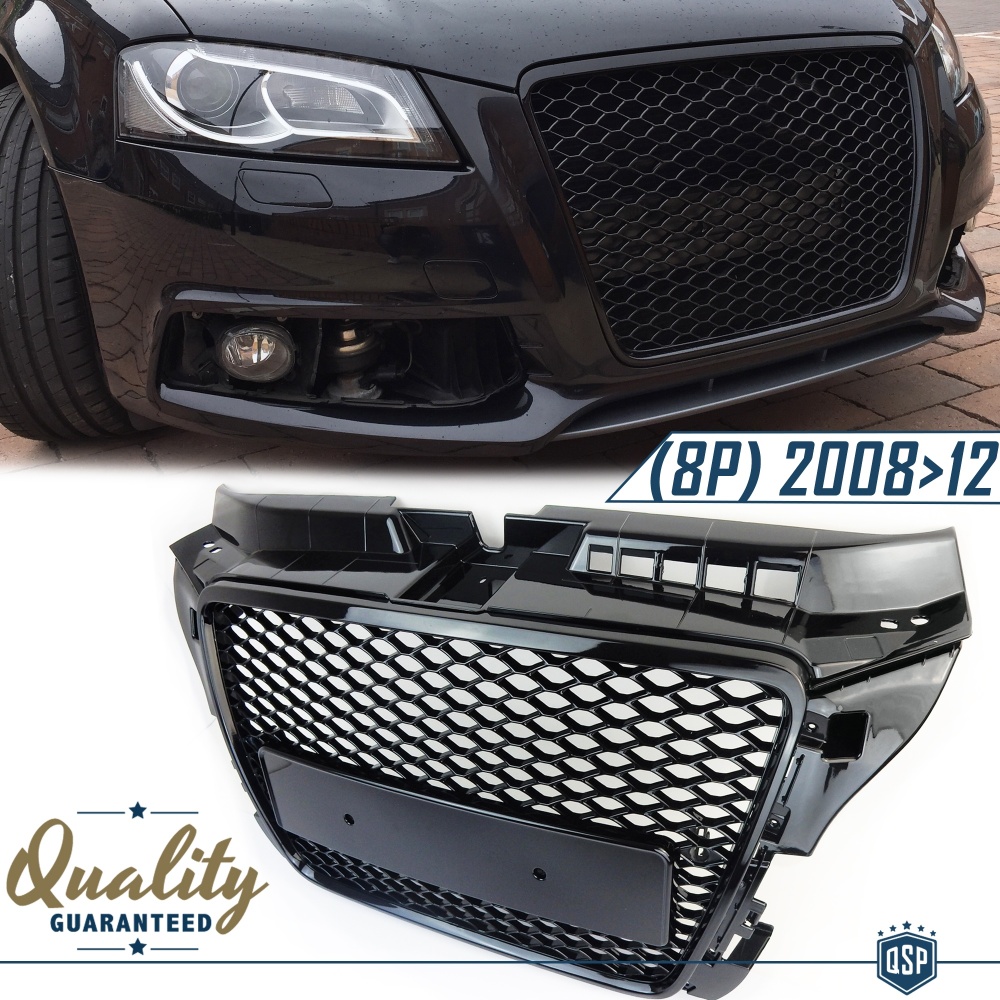 Parrilla REJILLA Delantera para AUDI A3 RS3 8P (08-12) | Nido de Abeja, Negro Brillante Parrilla REJILLA Delantera para AUDI A3 RS3 8P (08-12) | Nido de Abeja, Negro Brillante