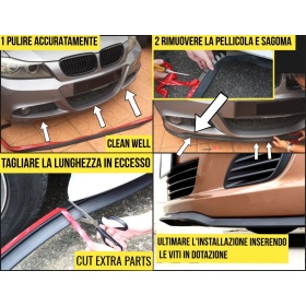 SPOILER Alerón Adhesivo PARA Seat, LABIO parachoques LIP o Faldones Laterales en EPDM NEGRO flexible