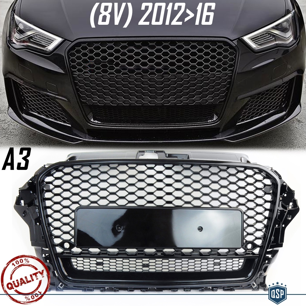 Parrilla REJILLA Delantera para AUDI A3 RS3 8V (12-16) | Nido de Abeja, Negro Brillante Parrilla REJILLA Delantera para AUDI A3 RS3 8V (12-16) | Nido de Abeja, Negro Brillante