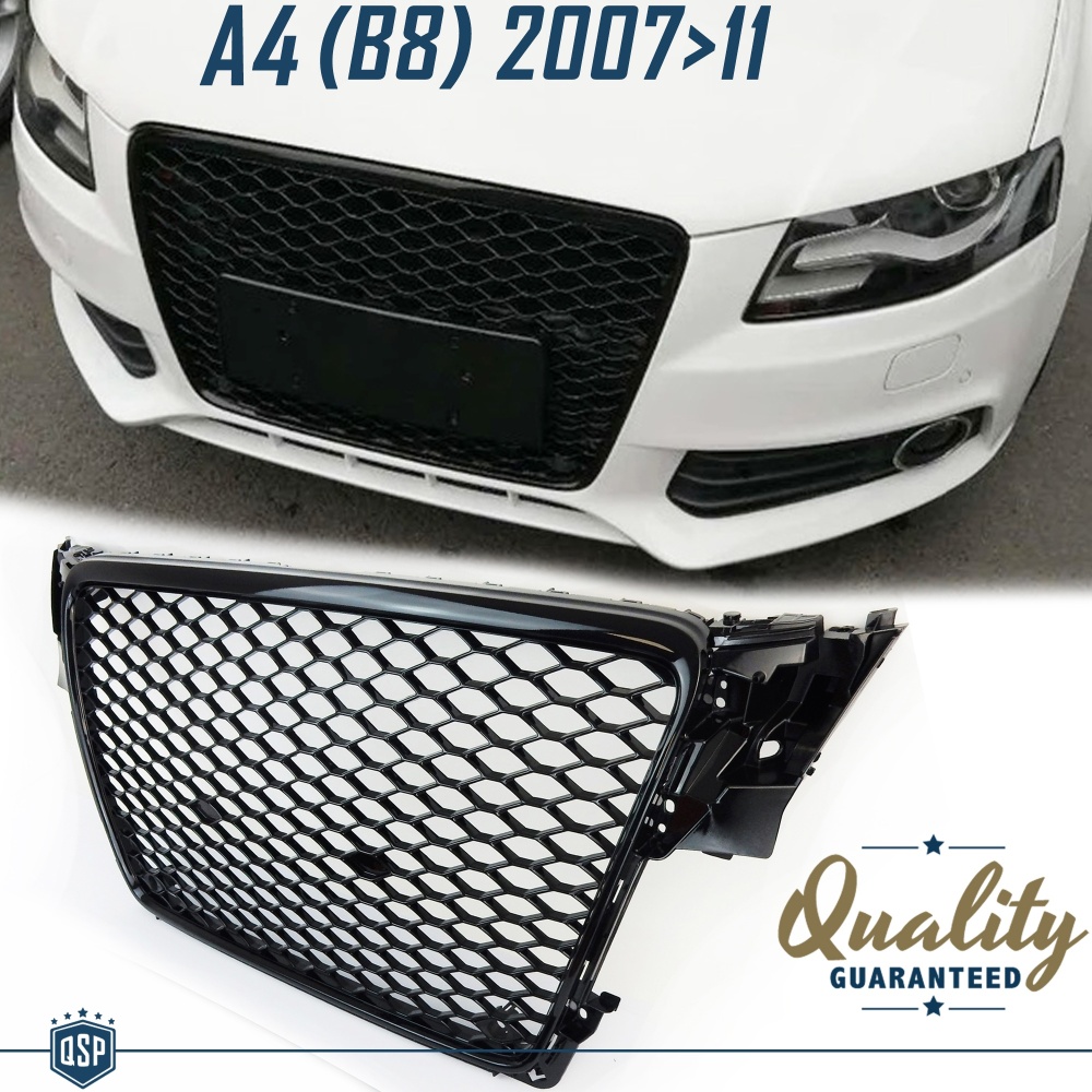 Parrilla REJILLA Delantera para AUDI A4 RS4 B8 (07-11) | Nido de Abeja, Negro Brillante Parrilla REJILLA Delantera para AUDI A4 RS4 B8 (07-11) | Nido de Abeja, Negro Brillante