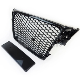 Parrilla REJILLA Delantera para AUDI A4 RS4 B8 (07-11) | Nido de Abeja, Negro Brillante
