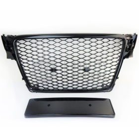 Parrilla REJILLA Delantera para AUDI A4 RS4 B8 (07-11) | Nido de Abeja, Negro Brillante