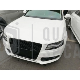Parrilla REJILLA Delantera para AUDI A4 RS4 B8 (07-11) | Nido de Abeja, Negro Brillante