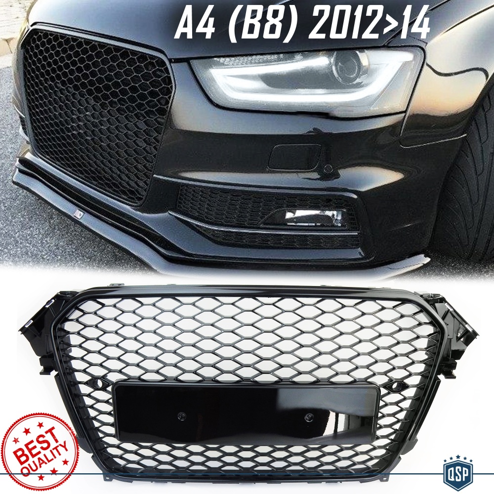 Parrilla REJILLA Delantera para AUDI A4 RS4 B8 Facelift (11-15) | Nido de Abeja, Negro Brillante Parrilla REJILLA Delantera para AUDI A4 RS4 B8 Facelift (11-15) | Nido de Abeja, Negro Brillante
