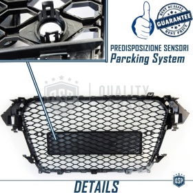 Parrilla REJILLA Delantera para AUDI A4 RS4 B8 Facelift (11-15) | Nido de Abeja, Negro Brillante