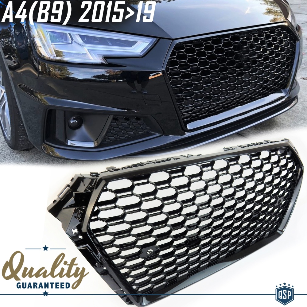 Parrilla REJILLA Delantera para AUDI A4 RS4 B9 (2015-) | Nido de Abeja, Negro Brillante Parrilla REJILLA Delantera para AUDI A4 RS4 B9 (2015-) | Nido de Abeja, Negro Brillante