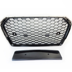 Parrilla REJILLA Delantera para AUDI A4 RS4 B9 (2015-) | Nido de Abeja, Negro Brillante