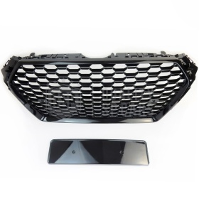 Parrilla REJILLA Delantera para AUDI A4 RS4 B9 (2015-) | Nido de Abeja, Negro Brillante