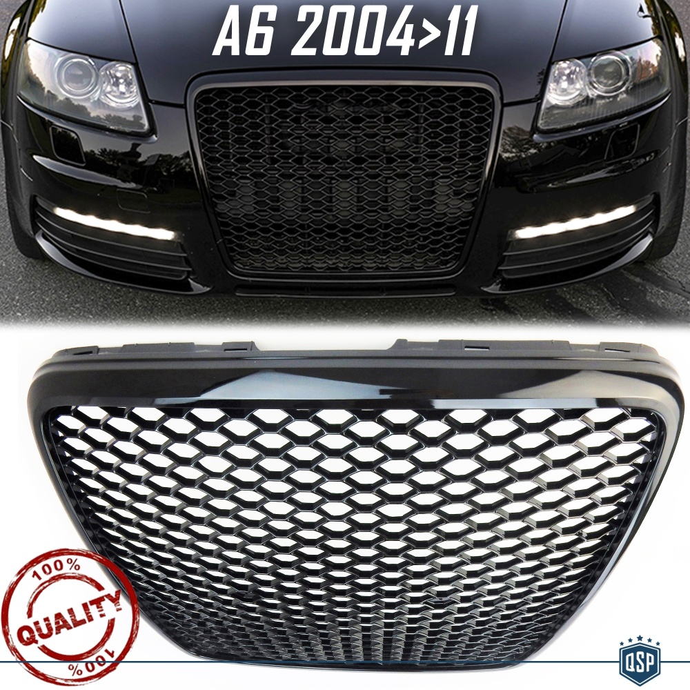 Parrilla REJILLA Delantera para AUDI A6 RS6 C6 (04-11) | Nido de Abeja, Negro Brillante Parrilla REJILLA Delantera para AUDI A6 RS6 C6 (04-11) | Nido de Abeja, Negro Brillante