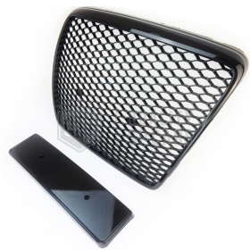 Parrilla REJILLA Delantera para AUDI A6 RS6 C6 (04-11) | Nido de Abeja, Negro Brillante