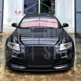 Parrilla REJILLA Delantera para AUDI A6 RS6 C6 (04-11) | Nido de Abeja, Negro Brillante