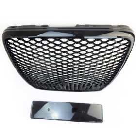 Parrilla REJILLA Delantera para AUDI A6 RS6 C6 (04-11) | Nido de Abeja, Negro Brillante