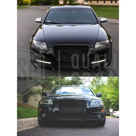 Parrilla REJILLA Delantera para AUDI A6 RS6 C6 (04-11) | Nido de Abeja, Negro Brillante
