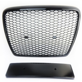 Parrilla REJILLA Delantera para AUDI A6 RS6 C6 (04-11) | Nido de Abeja, Negro Brillante