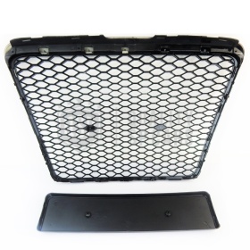 Parrilla REJILLA Delantera para AUDI A6 RS6 C6 (04-11) | Nido de Abeja, Negro Brillante