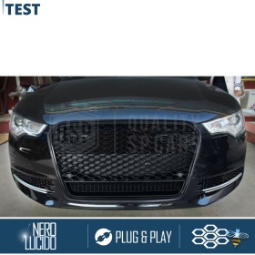 Parrilla REJILLA Delantera para AUDI A6 RS6 C7 (11-14) | Nido de Abeja, Negro Brillante