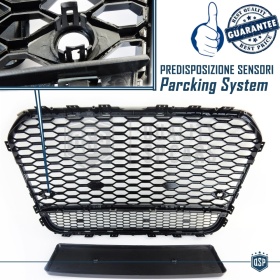 Parrilla REJILLA Delantera para AUDI A6 RS6 C7 (11-14) | Nido de Abeja, Negro Brillante