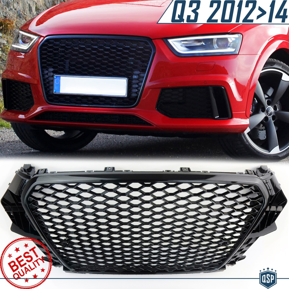 Parrilla REJILLA Delantera para AUDI Q3 RSQ3 8U (11-14) | Nido de Abeja, Negro Brillante Parrilla REJILLA Delantera para AUDI Q3 RSQ3 8U (11-14) | Nido de Abeja, Negro Brillante