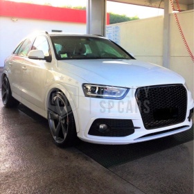 Parrilla REJILLA Delantera para AUDI Q3 RSQ3 8U (11-14) | Nido de Abeja, Negro Brillante