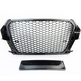 Parrilla REJILLA Delantera para AUDI Q3 RSQ3 8U (11-14) | Nido de Abeja, Negro Brillante