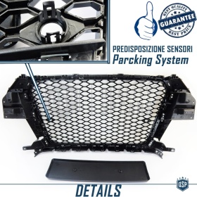 Parrilla REJILLA Delantera para AUDI Q3 RSQ3 8U (11-14) | Nido de Abeja, Negro Brillante