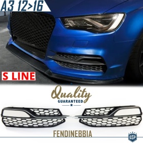 Rejilla Luz de Niebla para AUDI A3 8V 12-16 | Parilla Nido de Abeja, Negro Mate