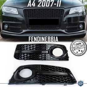 Rejilla Luz de Niebla para AUDI A4 RS4 (B8) 07-11 | Parilla Parachoques Delantro Nido de Abeja, Negra