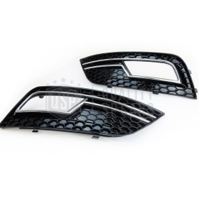 Rejilla Luz de Niebla para AUDI A4 RS4 (B8) Facelift 11-15 | Parilla Parachoques Delantro Nido de Abeja, Negra