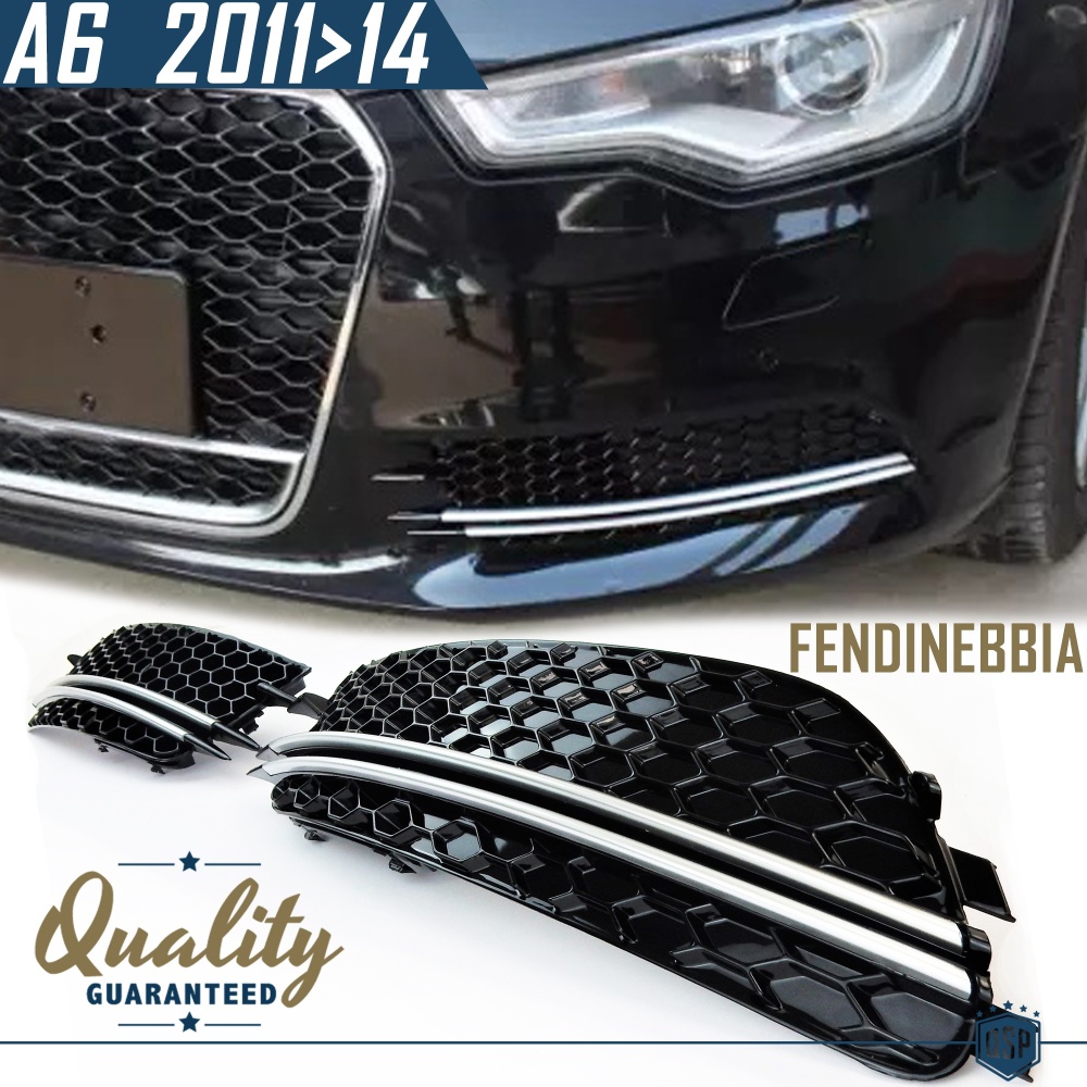Rejilla Luz de Niebla para AUDI A6 RS6 (C7) 11-14 | Parilla Parachoques Delantro Nido de Abeja, Negra Rejilla Luz de Niebla para AUDI A6 RS6 (C7) 11-14 | Parilla Parachoques Delantro Nido de Abeja, Negra