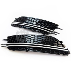 Rejilla Luz de Niebla para AUDI A6 RS6 (C7) 11-14 | Parilla Parachoques Delantro Nido de Abeja, Negra
