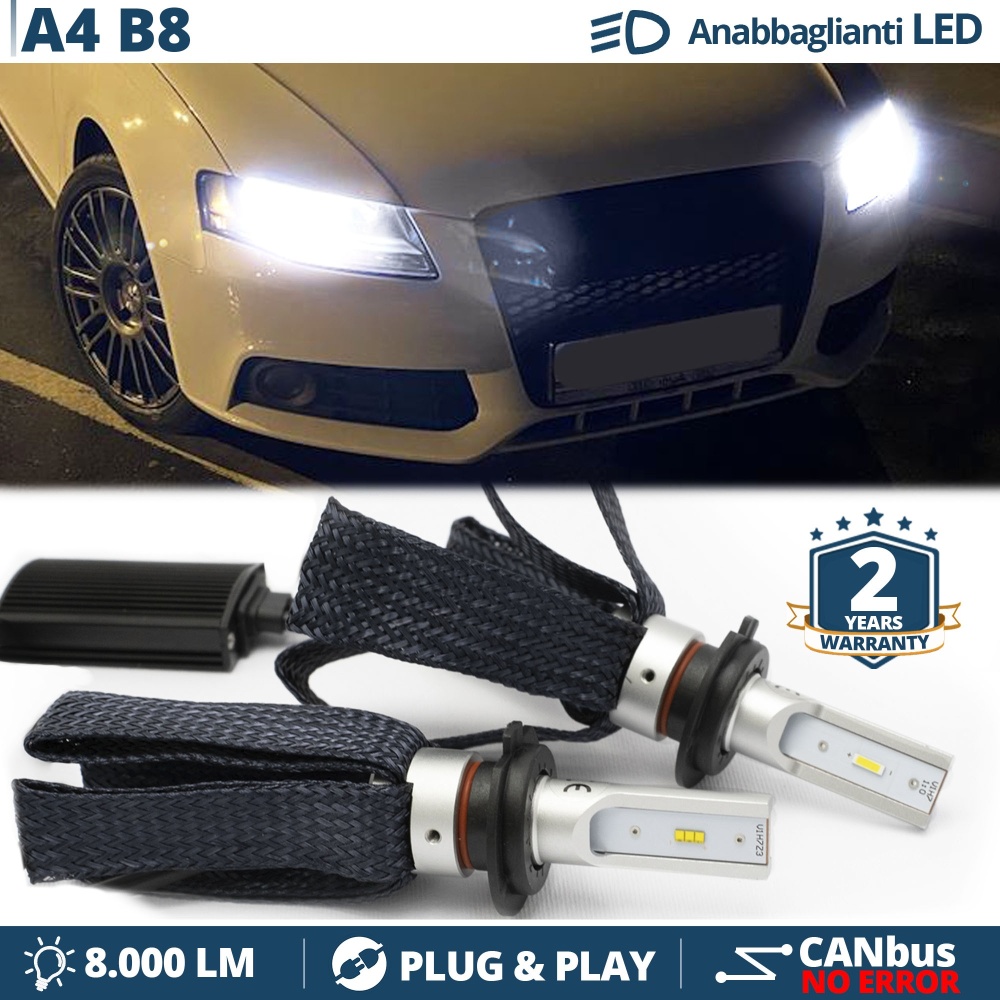 Kit LED H7 para Audi A4 B8 Luces de Cruce CANbus | 6500K Blanco Frío 8000LM