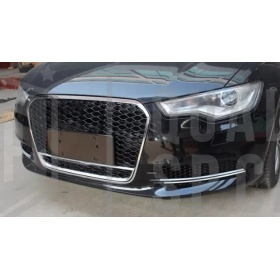 Rejilla Luz de Niebla para AUDI A6 RS6 (C7) 11-14 | Parilla Parachoques Delantro Nido de Abeja, Negra