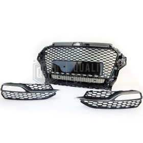 REJILLA DELANTERA + REJILLAS LUZ DE NIEBLA para AUDI A3 RS3 (8V) 12-16 | Nido de Abeja