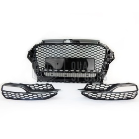 REJILLA DELANTERA + REJILLAS LUZ DE NIEBLA para AUDI A3 RS3 (8V) 12-16 | Nido de Abeja