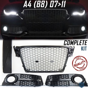 REJILLA DELANTERA + REJILLAS LUZ DE NIEBLA para AUDI A4 RS4 (B8) 07-11 | Nido de Abeja