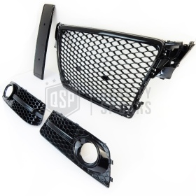 REJILLA DELANTERA + REJILLAS LUZ DE NIEBLA para AUDI A4 RS4 (B8) 07-11 | Nido de Abeja