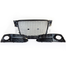 REJILLA DELANTERA + REJILLAS LUZ DE NIEBLA para AUDI A4 RS4 (B8) 07-11 | Nido de Abeja