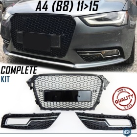 REJILLA DELANTERA + REJILLAS LUZ DE NIEBLA para AUDI A4 RS4 B8 Facelift (11-15) | Nido de Abeja