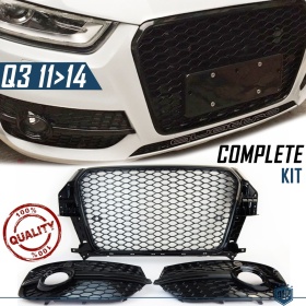 REJILLA DELANTERA + REJILLAS LUZ DE NIEBLA para AUDI Q3 RSQ3 8U (11-14) | Nido de Abeja