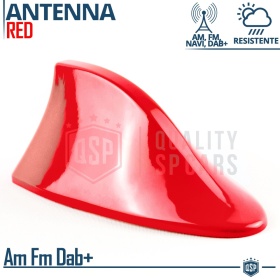 Car Roof Red SHARK FIN Universal Antenna | Real AM-FM-DAB+ RADIO Reception