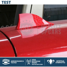 Car Roof Red SHARK FIN Universal Antenna | Real AM-FM-DAB+ RADIO Reception