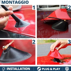 Car Roof Red SHARK FIN Universal Antenna | Real AM-FM-DAB+ RADIO Reception
