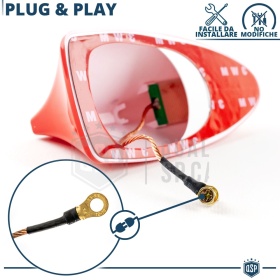 Car Roof Red SHARK FIN Universal Antenna | Real AM-FM-DAB+ RADIO Reception